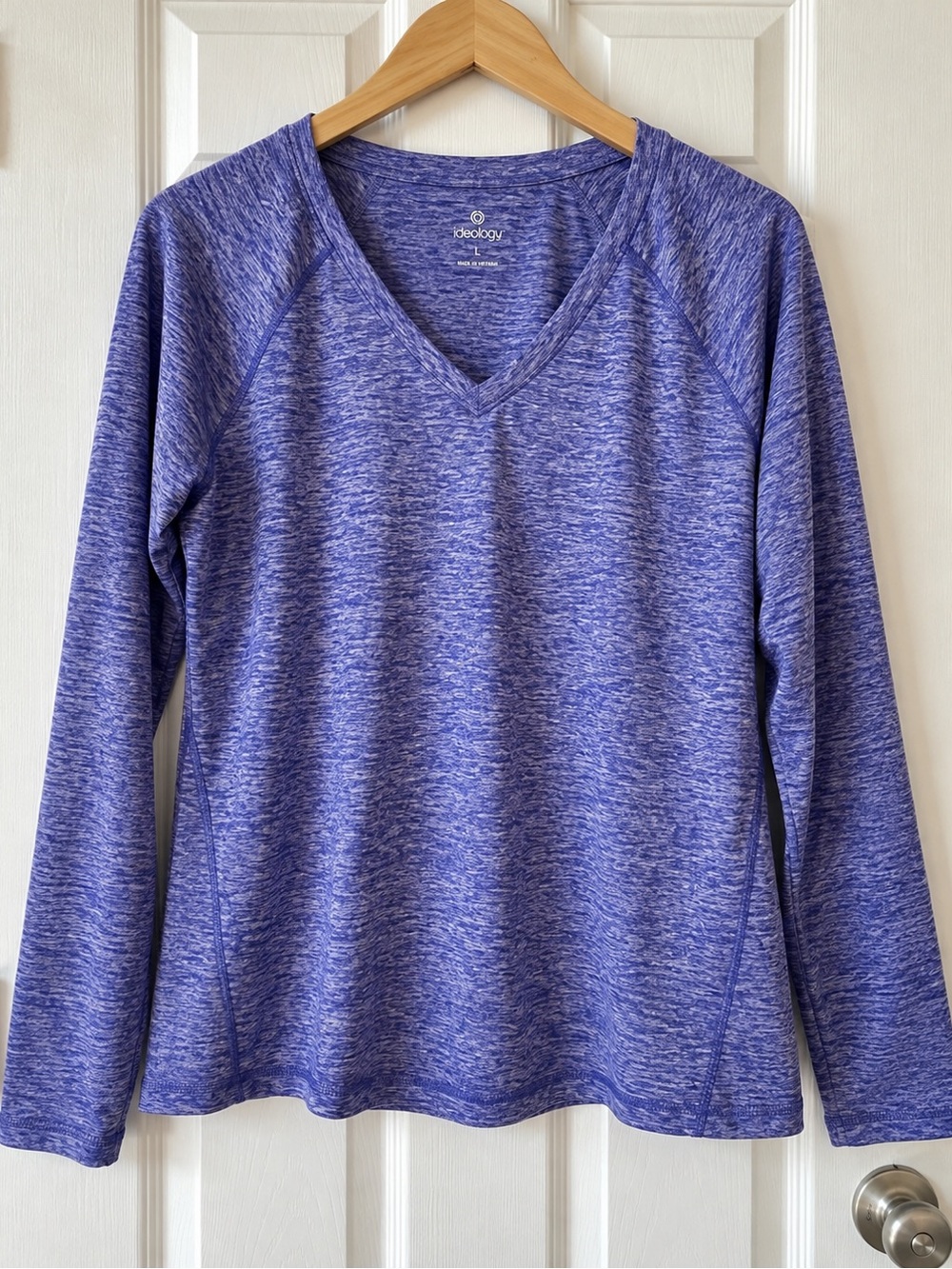 Ideology Women's Heathered Purple Long Sleeved Top, size large
